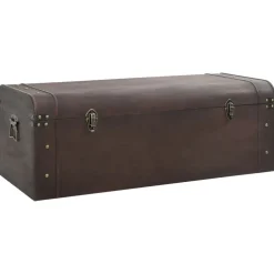 Aarrearkku salvoilla tummanruskea 79,5x39,5x39,5 cm vaneri (10548)