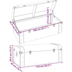 Aarrearkku salvoilla tummanruskea 79,5x39,5x39,5 cm vaneri (10548)