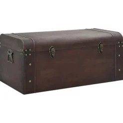 Aarrearkku salvoilla tummanruskea 79,5x39,5x39,5 cm vaneri (10548)