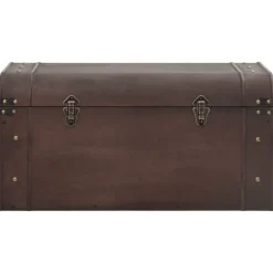 Aarrearkku salvoilla tummanruskea 79,5x39,5x39,5 cm vaneri (10548)