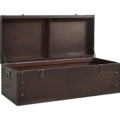 Aarrearkku salvoilla tummanruskea 79,5x39,5x39,5 cm vaneri (10548)