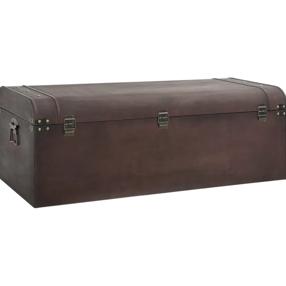 Aarrearkku salvoilla tummanruskea 79,5x39,5x39,5 cm vaneri (10548)