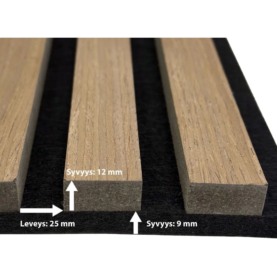 Akustiikkalevy Aarni rimapaneeli, 21x605x2400mm, öljytty tammi puuviilu