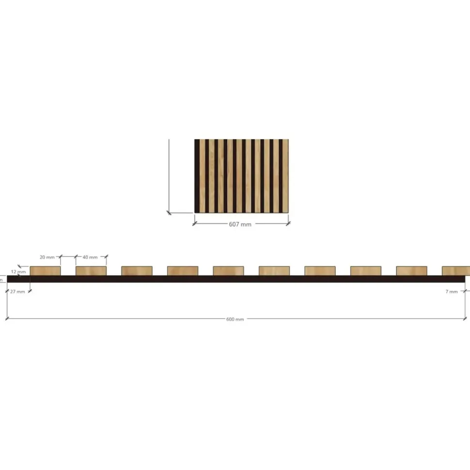 Akustiikkalevy Evella V27, 21x600x2400mm, valkotammi, puuviilupintainen