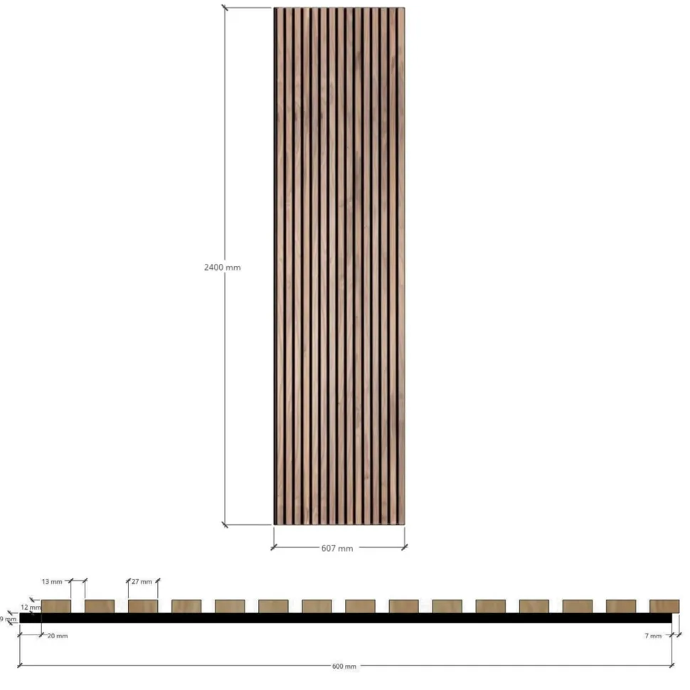 Akustiikkalevy Evella V27, 21x600x2400mm, valkotammi, puuviilupintainen