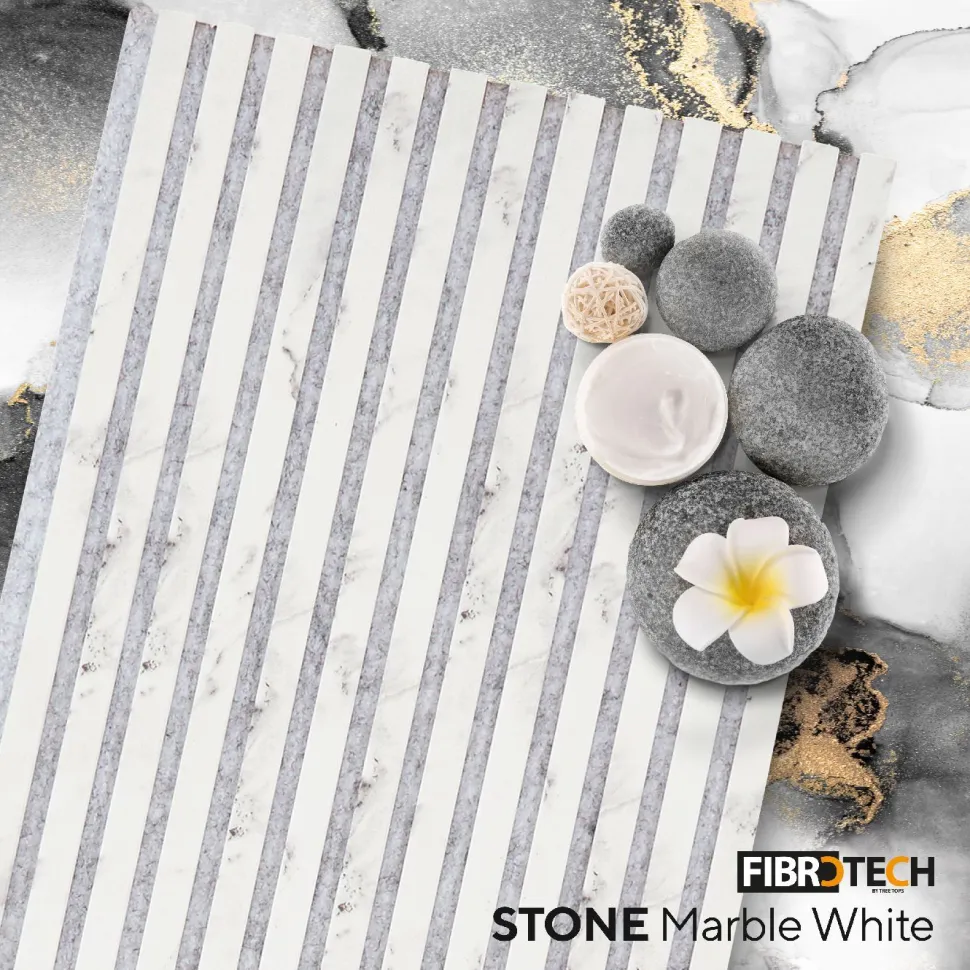 Akustiikkalevy Fibrotech Stone 244, 18x520x2440mm, marble white stone