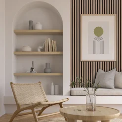 Akustiikkalevy/rimapaneeli Ewona RoughCut, 16x600x2700mm, vaalea pähkinä
