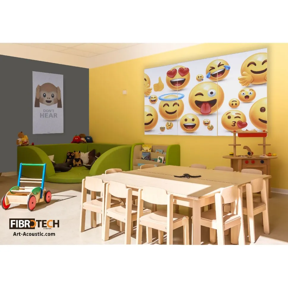 Akustiikkataulu Fibrotech Art Acoustic Emoji I, 9x600x1200mm, valkoinen