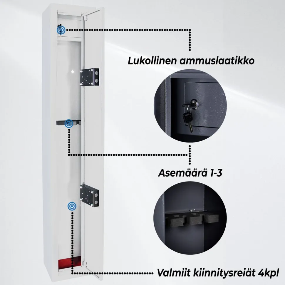 Asekaappi Trekker 3 aseelle AS300 V3 valkoinen