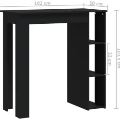 Baaripöytä hyllyllä 102x50x103,5cm, eri värejä
