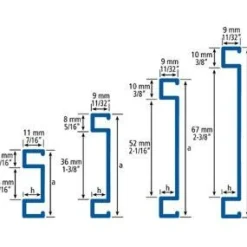 Boordilistan pohjaprofiili mosaiikille Euroshrink alumiini 227a, 52mm x 2.5m, eri värejä