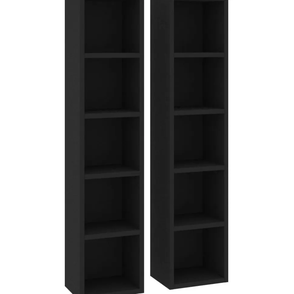 Cd-hyllyt 2 kpl musta 21x16x93,5 cm lastulevy