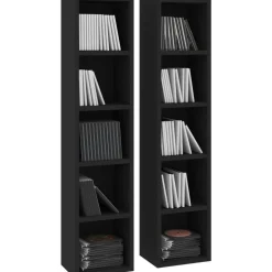 Cd-hyllyt 2 kpl musta 21x16x93,5 cm lastulevy