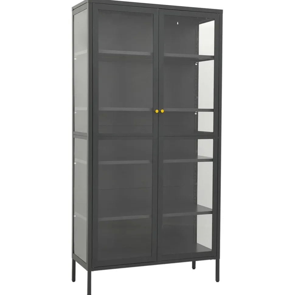 Esittelykaappi musta 90x40x180 cm teräs/karkaistu lasi (36079)