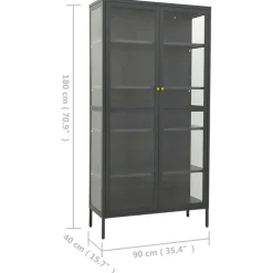 Esittelykaappi musta 90x40x180 cm teräs/karkaistu lasi (36079)