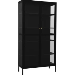 Esittelykaappi musta 90x40x180 cm teräs/karkaistu lasi (36079)