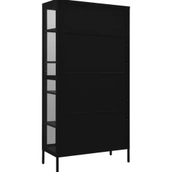 Esittelykaappi musta 90x40x180 cm teräs/karkaistu lasi (36079)