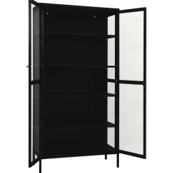 Esittelykaappi musta 90x40x180 cm teräs/karkaistu lasi (36079)