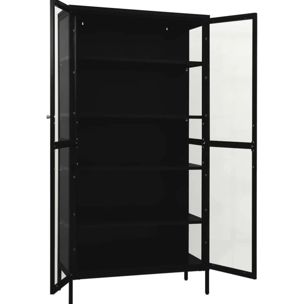 Esittelykaappi musta 90x40x180 cm teräs/karkaistu lasi (36079)