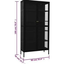 Esittelykaappi musta 90x40x180 cm teräs/karkaistu lasi (36079)