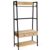 Eteisen hylly Home4You Lavinia 84x40x169cm, laatikolla, saarni/musta