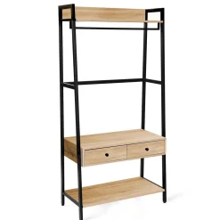 Eteisen hylly Home4You Lavinia 84x40x169cm, laatikolla, saarni/musta