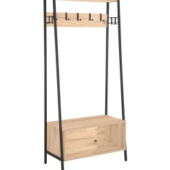 Eteishylly Home4You HANNES 84x40xK180 cm, rustiikkinen melamiini, ruskea