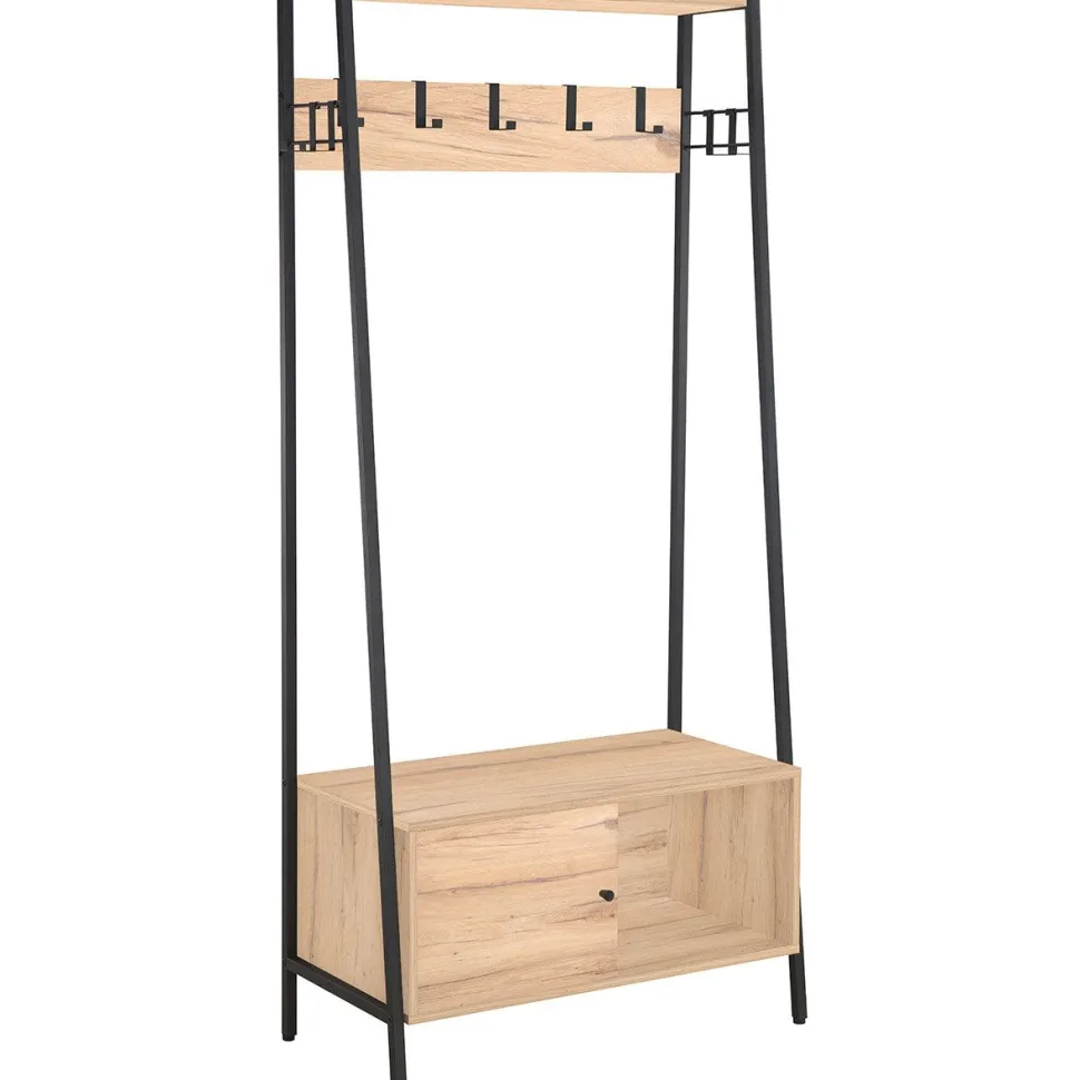 Eteishylly Home4You HANNES 84x40xK180 cm, rustiikkinen melamiini, ruskea