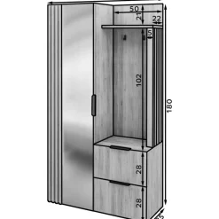 Eteiskaluste Eltap Riganni 100x180cm, tammi