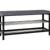 Eteispenkki/kenkäteline House Nordic Padova, 100cm, pehmusteella, harmaa/musta