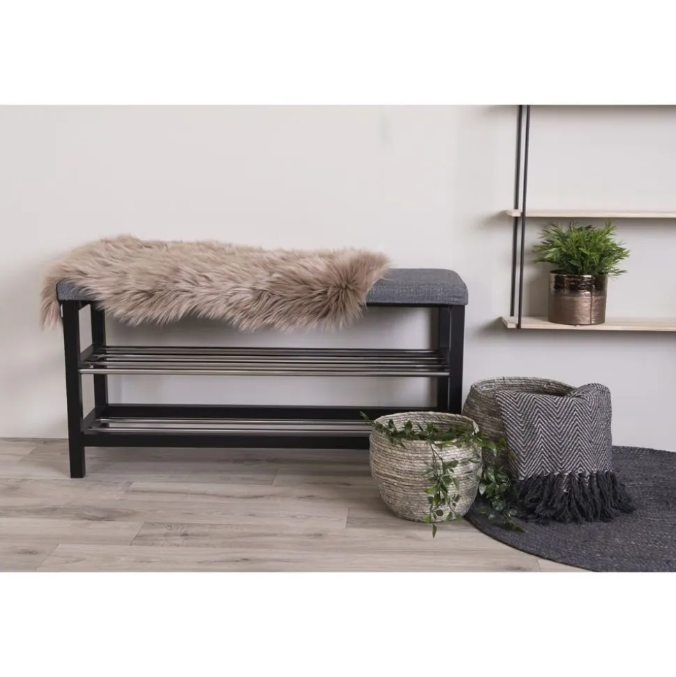 Eteispenkki/kenkäteline House Nordic Padova, 100cm, pehmusteella, harmaa/musta