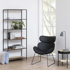 Hylly Home4You SEAFORD 77x35xK185 cm, villi tammi, ruskea