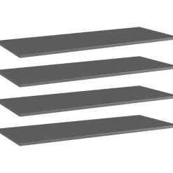 Hyllylevyt 4kpl korkeakiilto harmaa 100x40x1,5 cm