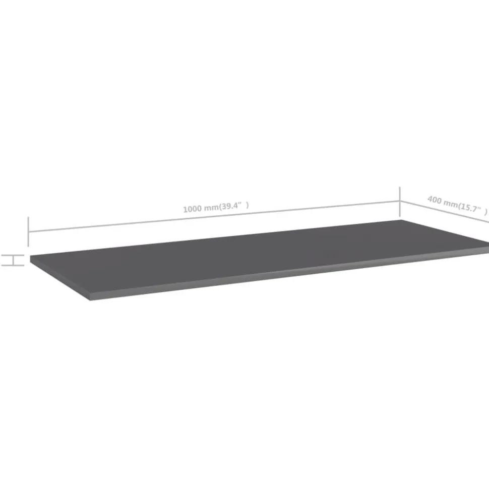 Hyllylevyt 4kpl korkeakiilto harmaa 100x40x1,5 cm