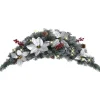Joulukaari LED-valoilla, hopeisilla ja punaisilla koristeluilla, 90cm