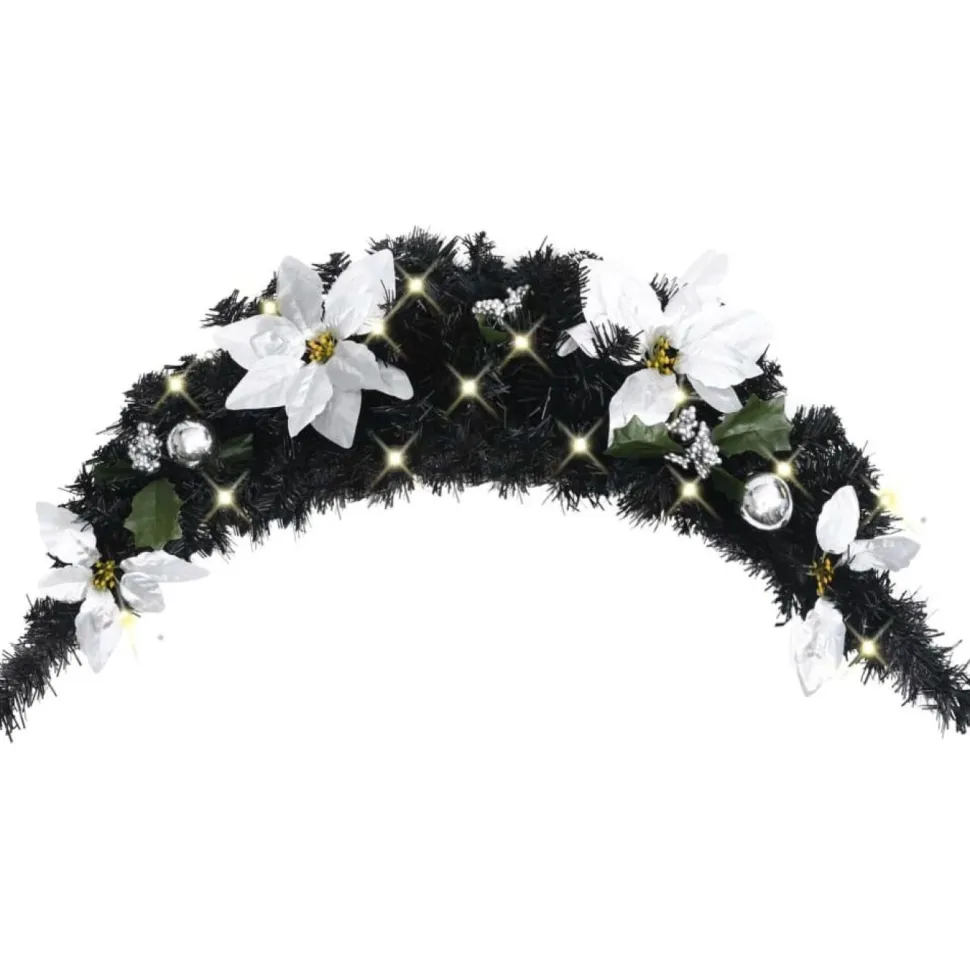 Joulukaari LED-valoilla, musta, 90cm, PVC