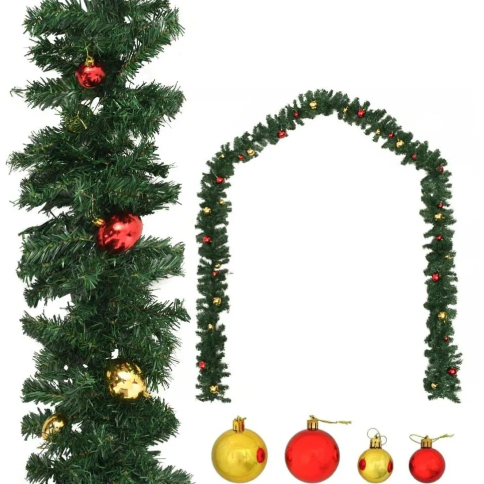 Jouluköynnös, koristeltu joulupalloilla, 5 m
