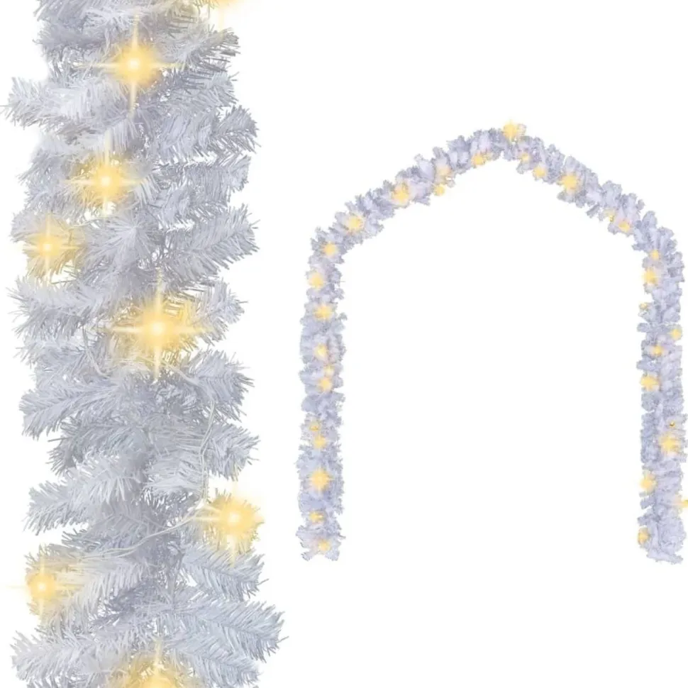 Jouluköynnös LED-valoilla, 10 m, valkoinen