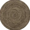 Juuttimatto Ø90cm käsinkudottu musta/luonnollinen kuvio