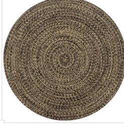 Juuttimatto Ø90cm käsinkudottu musta/luonnollinen kuvio