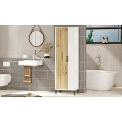 Kaappi Linento Furniture DY1 valkoinen/ruskea
