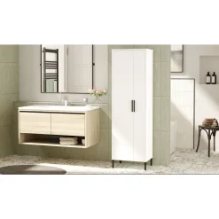 Kaappi Linento Furniture DY1 valkoinen/ruskea