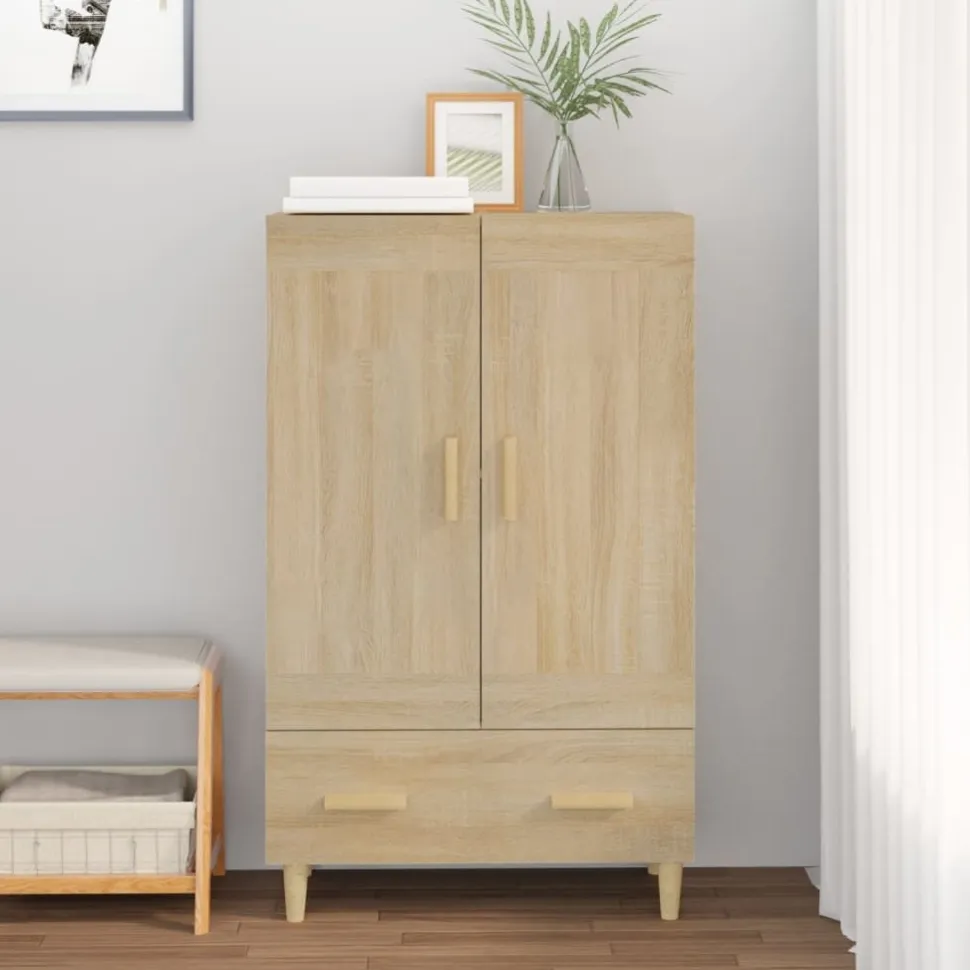 Kaappi peiliovilla 70x31x115 cm tekninen puu eukalyptuspuu/betoninharmaa