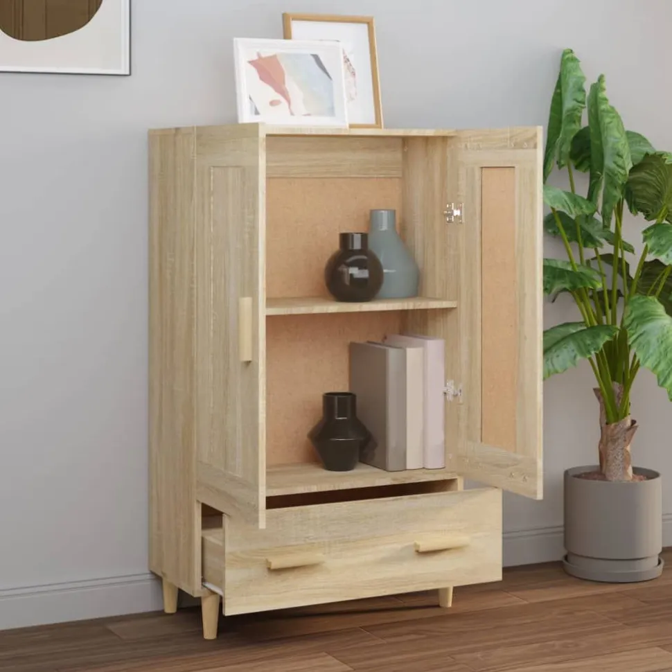 Kaappi peiliovilla 70x31x115 cm tekninen puu eukalyptuspuu/betoninharmaa