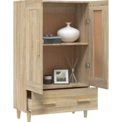 Kaappi peiliovilla 70x31x115 cm tekninen puu eukalyptuspuu/betoninharmaa