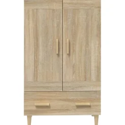 Kaappi peiliovilla 70x31x115 cm tekninen puu eukalyptuspuu/betoninharmaa