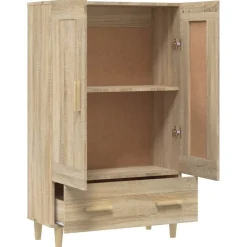 Kaappi peiliovilla 70x31x115 cm tekninen puu eukalyptuspuu/betoninharmaa