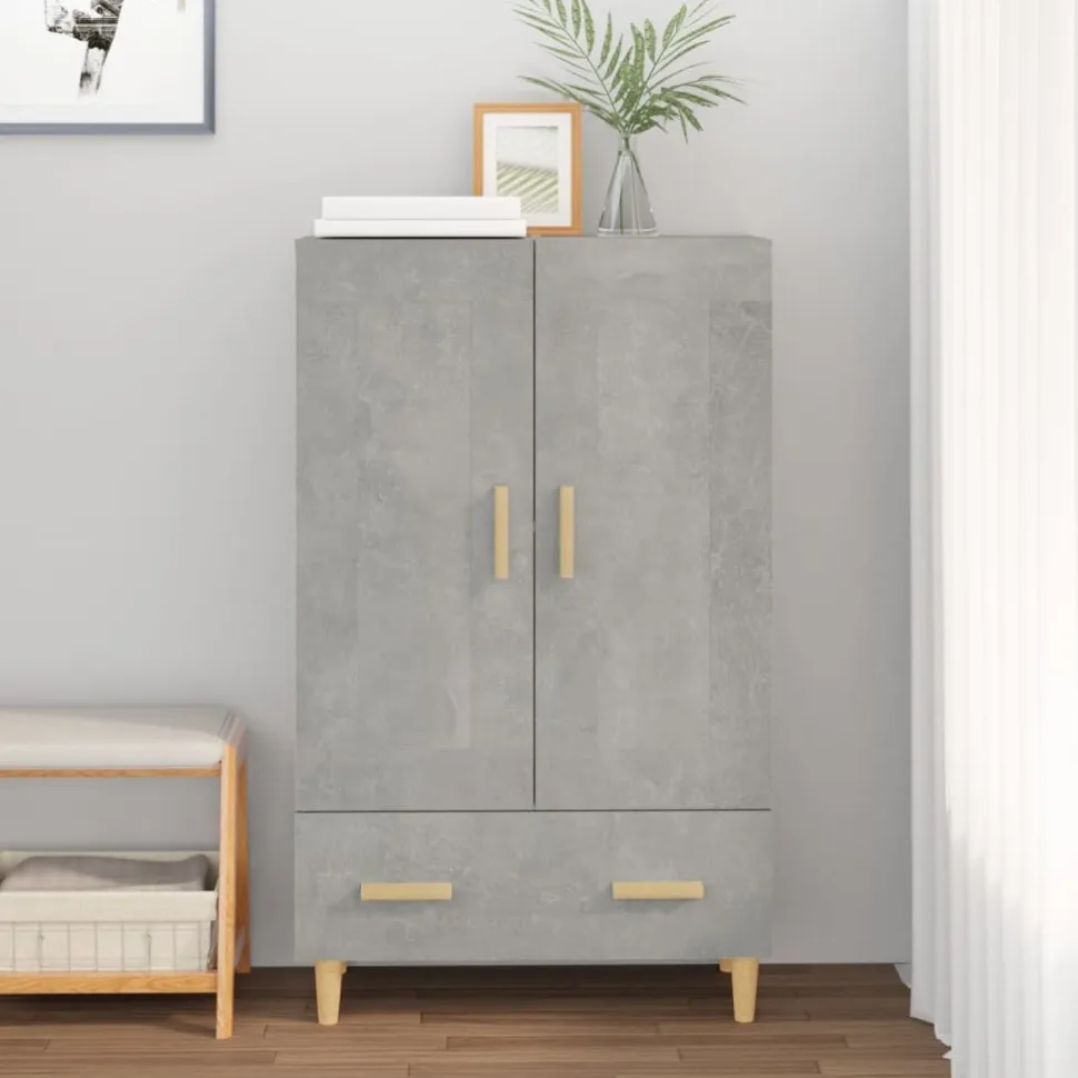 Kaappi peiliovilla 70x31x115 cm tekninen puu eukalyptuspuu/betoninharmaa