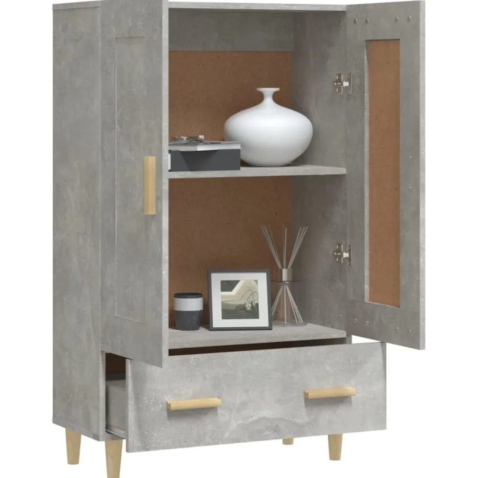 Kaappi peiliovilla 70x31x115 cm tekninen puu eukalyptuspuu/betoninharmaa