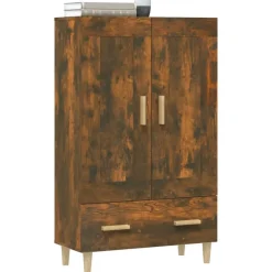 Kaappi peiliovilla 70x31x115 cm tekninen puu eukalyptuspuu/betoninharmaa